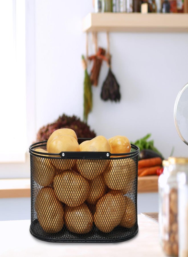 Xbopetda Potato Storage Potato Bin, Metal Potato Basket with Handle, Potato Container Storage Onion Storage, Vegetable Storage Produce Basket for Kitchen Pantry Organization and Storage - Black - Image 3